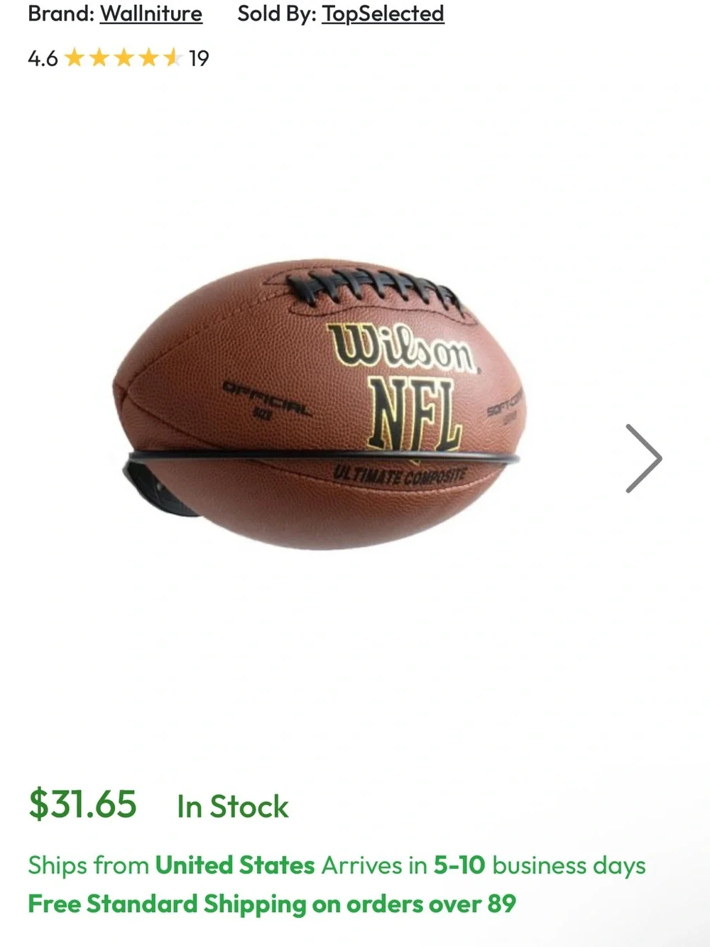 Wallniture Black Steel Football Display Rack (Set of 2) BNWT